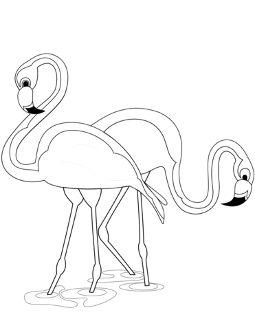 Two Flamingos Coloring Page